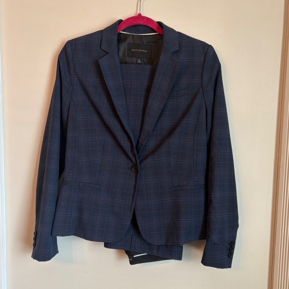 Banana Republic Navy Plaid Women's Blazer